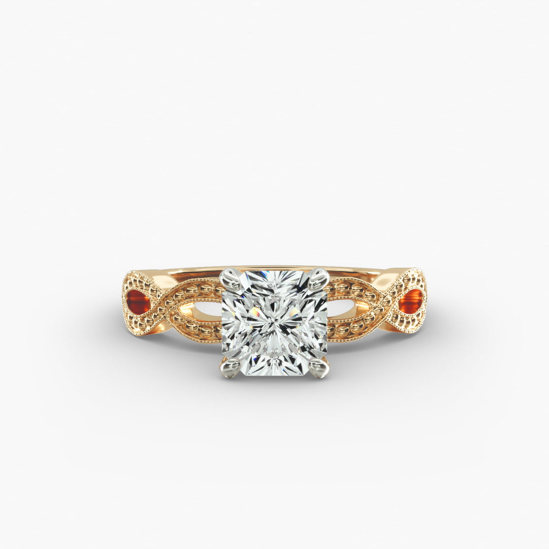 Radiant Cut Lab-Grown Diamond Infinity Twist Ring with Milgrain | IGI Certified | 10K/14K/18K Gold