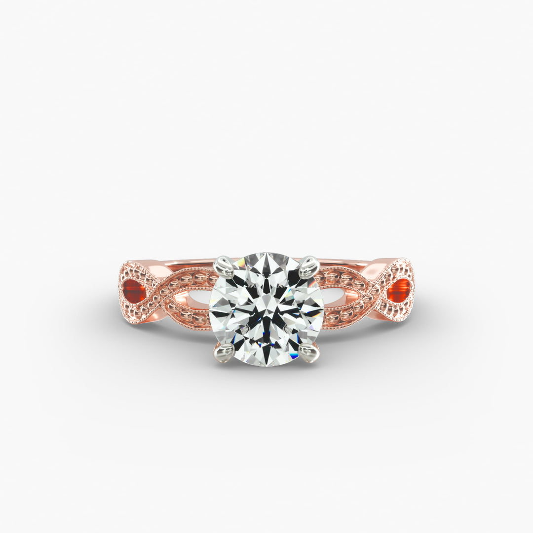 Round Brilliant Lab-Grown Diamond — Milgrain Infinity Band | IGI Certified | 10K/14K/18K Gold