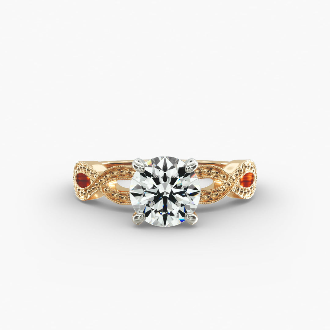 Round Brilliant Lab-Grown Diamond — Milgrain Infinity Band | IGI Certified | 10K/14K/18K Gold