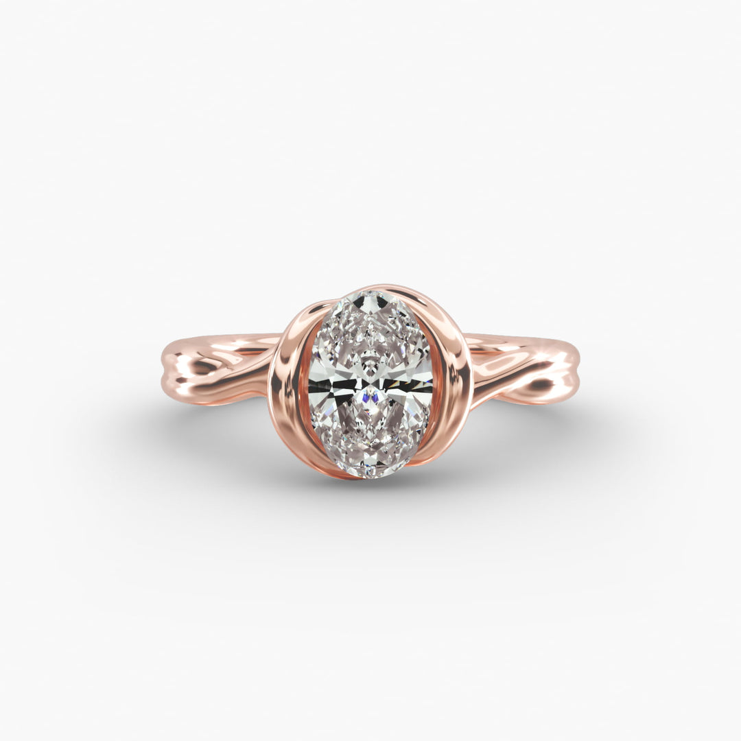 Oval Lab-Grown Diamond Double Band Ring – Modern Designer Style | IGI Certified | 10K/14K/18K Gold