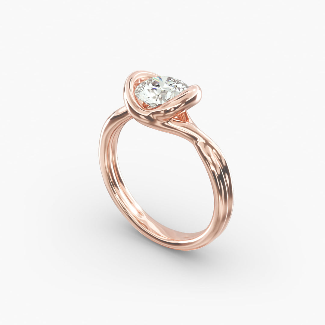 Round Brilliant Lab-Grown Diamond Twisted Dual Band Ring – Modern Luxury | IGI Certified | 10K/14K/18K Gold