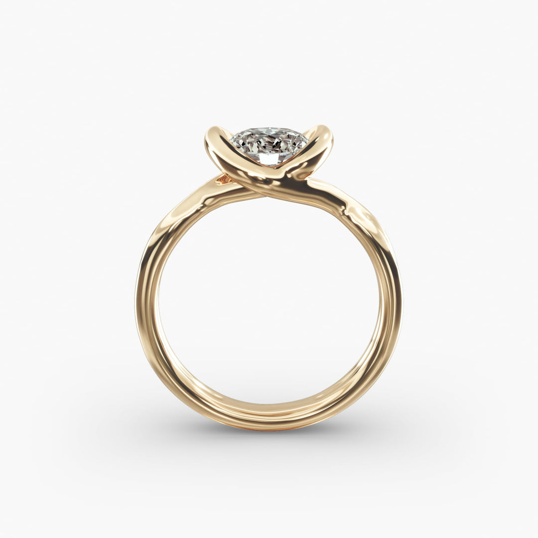 Round Brilliant Lab-Grown Diamond Twisted Dual Band Ring – Modern Luxury | IGI Certified | 10K/14K/18K Gold