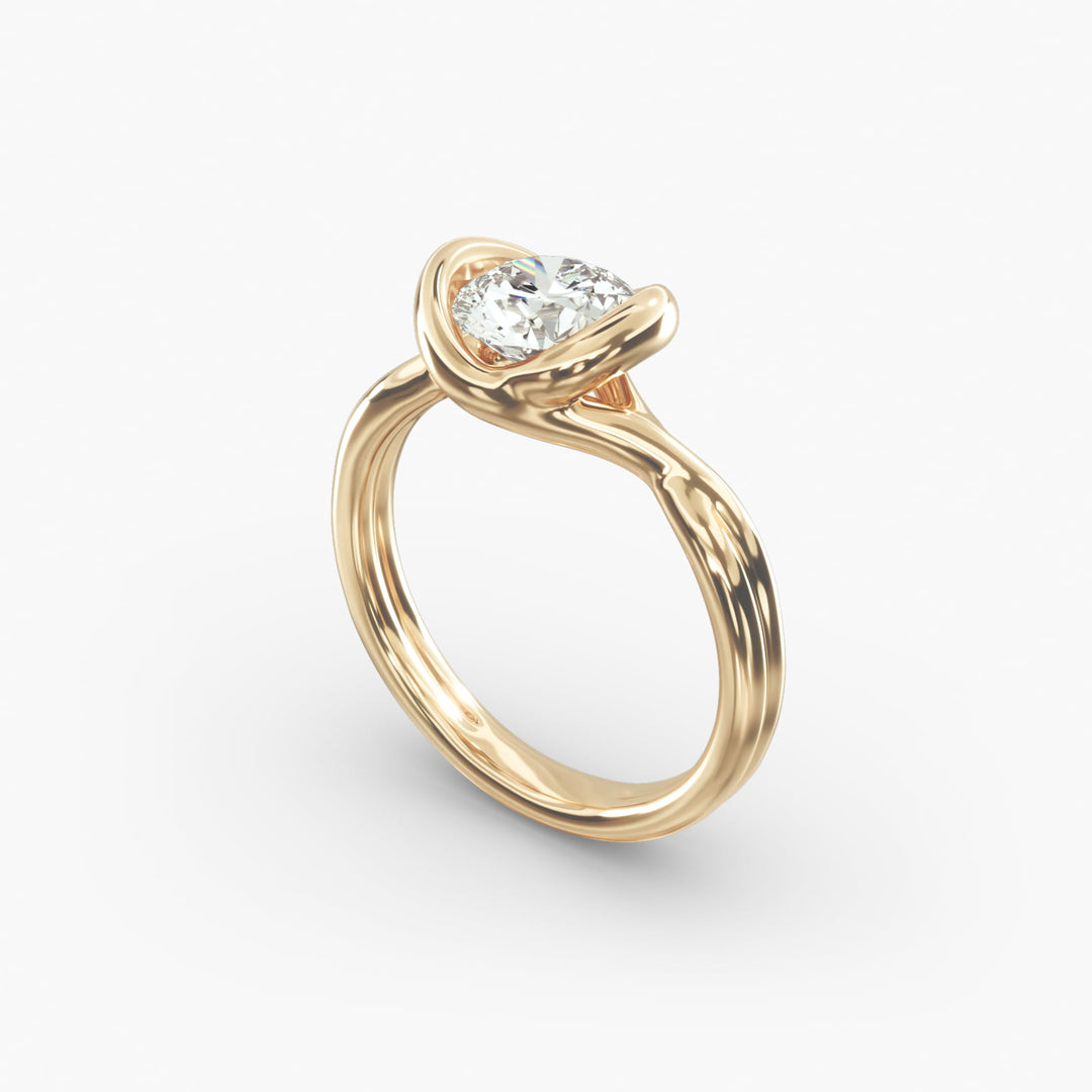 Round Brilliant Lab-Grown Diamond Twisted Dual Band Ring – Modern Luxury | IGI Certified | 10K/14K/18K Gold