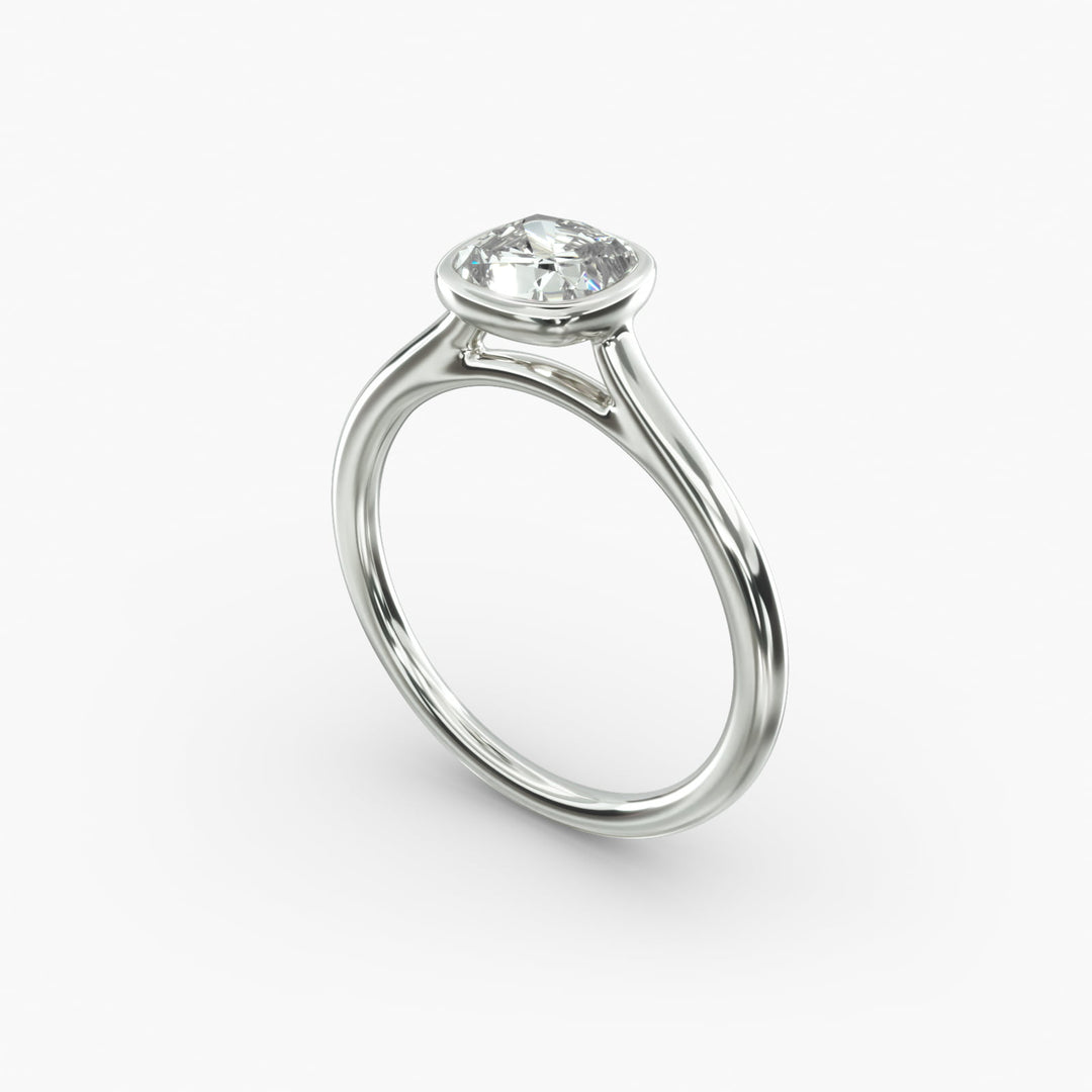 Cushion Lab-Grown Diamond Bezel-Set Engagement Ring | Sleek Low-Profile | IGI Certified | 10K/14K/18K Gold