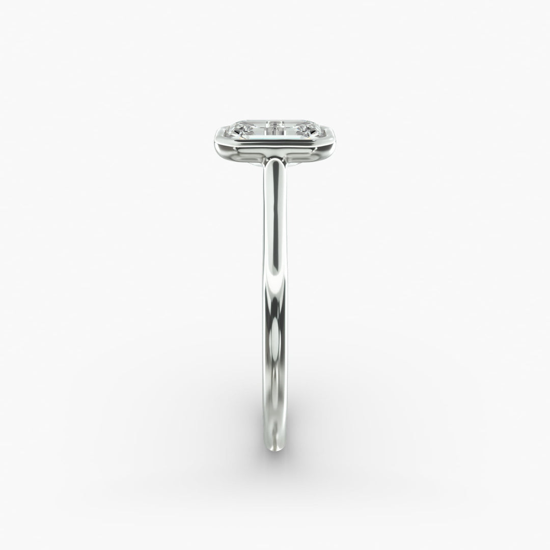 Emerald Lab-Grown Diamond Bezel-Set Engagement Ring | Modern Solitaire | IGI Certified | 10K/14K/18K Gold