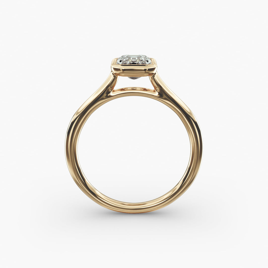 Emerald Lab-Grown Diamond Bezel-Set Engagement Ring | Modern Solitaire | IGI Certified | 10K/14K/18K Gold