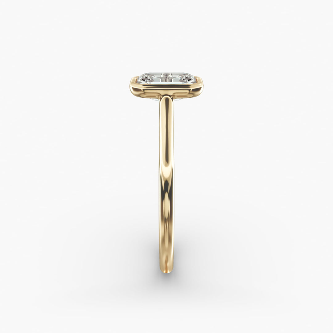 Emerald Lab-Grown Diamond Bezel-Set Engagement Ring | Modern Solitaire | IGI Certified | 10K/14K/18K Gold