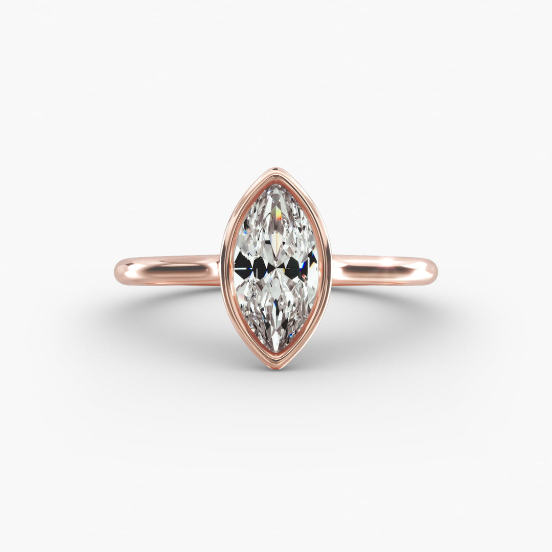Marquise Lab-Grown Diamond Bezel Engagement Ring | IGI Certified | 10K/14K/18K Gold