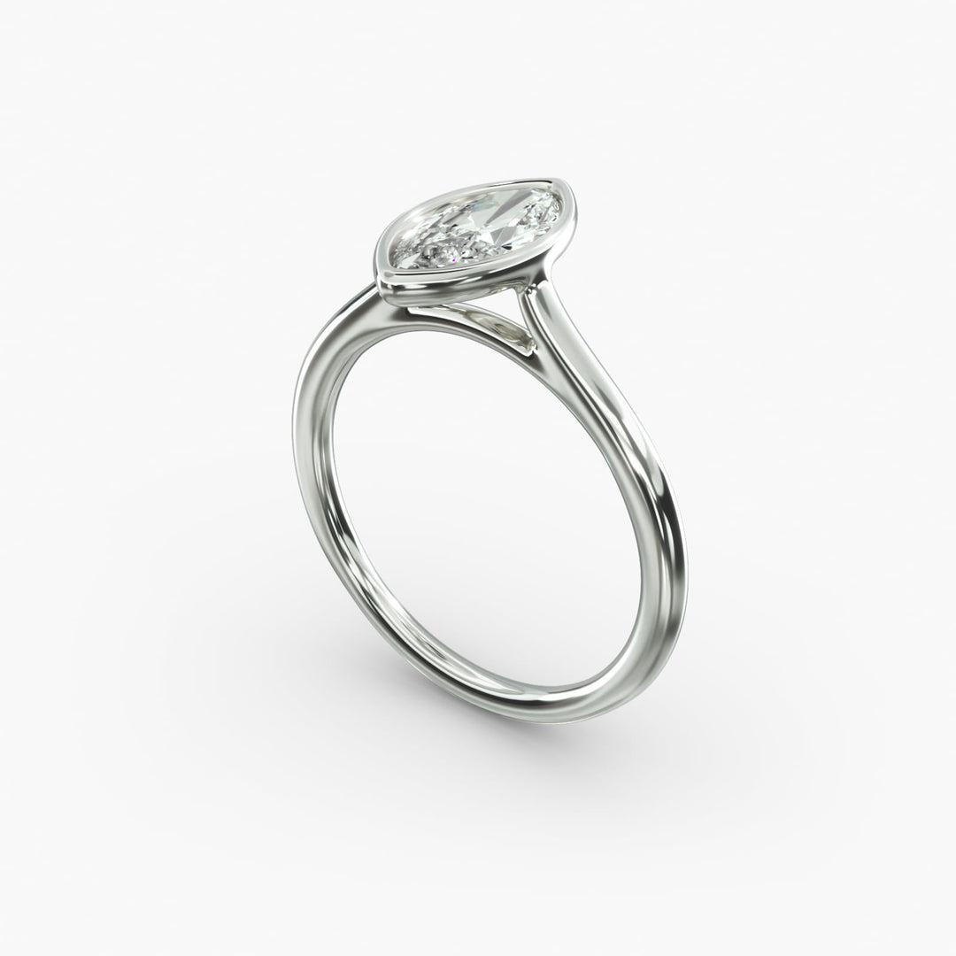 Marquise Lab-Grown Diamond Bezel Engagement Ring | IGI Certified | 10K/14K/18K Gold