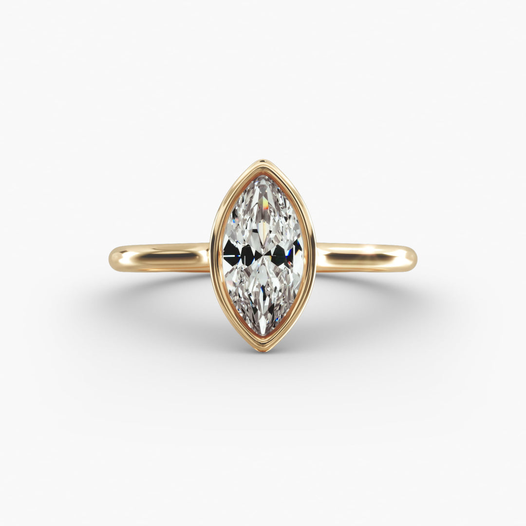 Marquise Lab-Grown Diamond Bezel Engagement Ring | IGI Certified | 10K/14K/18K Gold