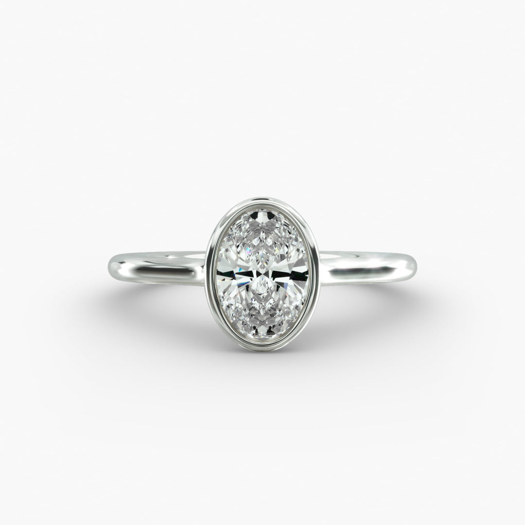 Oval Lab-Grown Diamond Bezel-Set Engagement Ring | Modern Solitaire | IGI Certified | 10K/14K/18K Gold