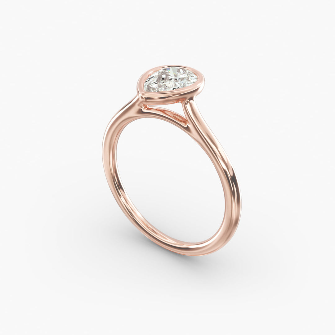 Pear Lab-Grown Diamond Bezel-Set Engagement Ring | Modern Teardrop Solitaire | IGI Certified | 10K/14K/18K Gold