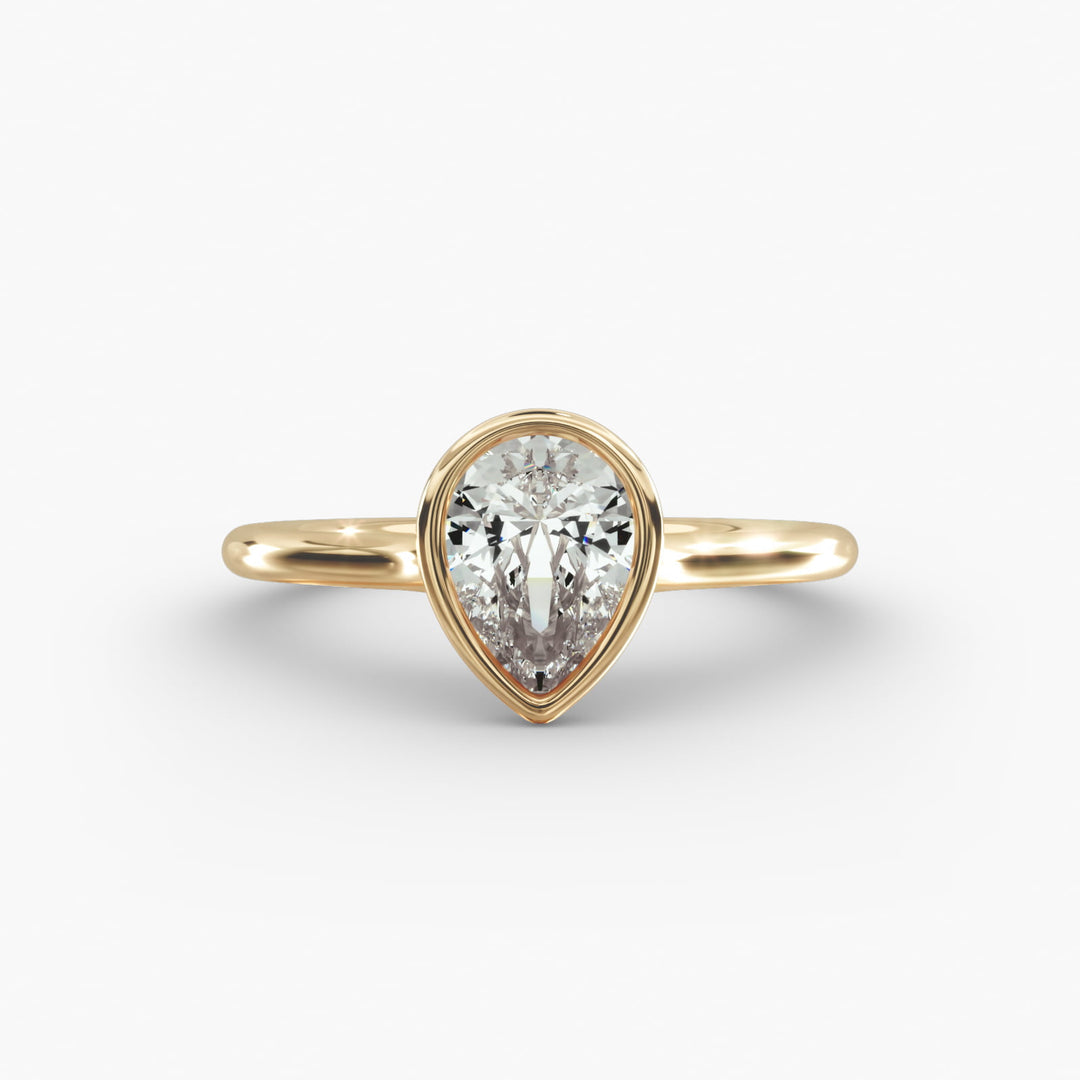 Pear Lab-Grown Diamond Bezel-Set Engagement Ring | Modern Teardrop Solitaire | IGI Certified | 10K/14K/18K Gold