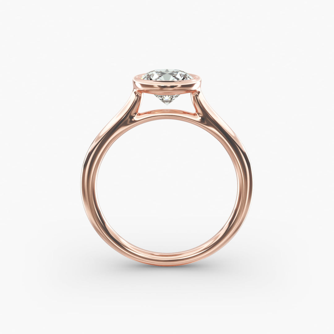 Round Lab-Grown Diamond Bezel-Set Engagement Ring | Modern Solitaire | IGI Certified | 10K/14K/18K Gold