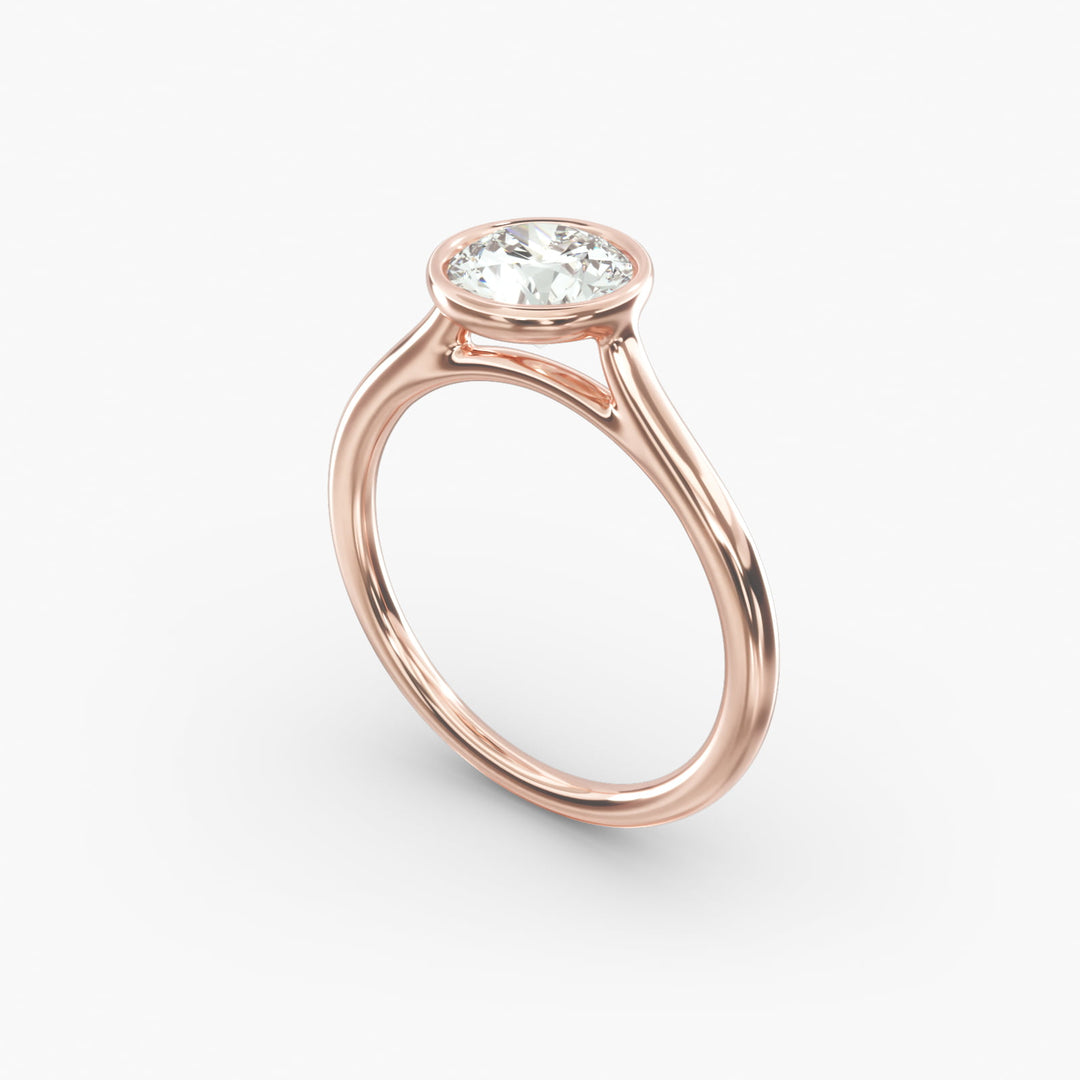 Round Lab-Grown Diamond Bezel-Set Engagement Ring | Modern Solitaire | IGI Certified | 10K/14K/18K Gold