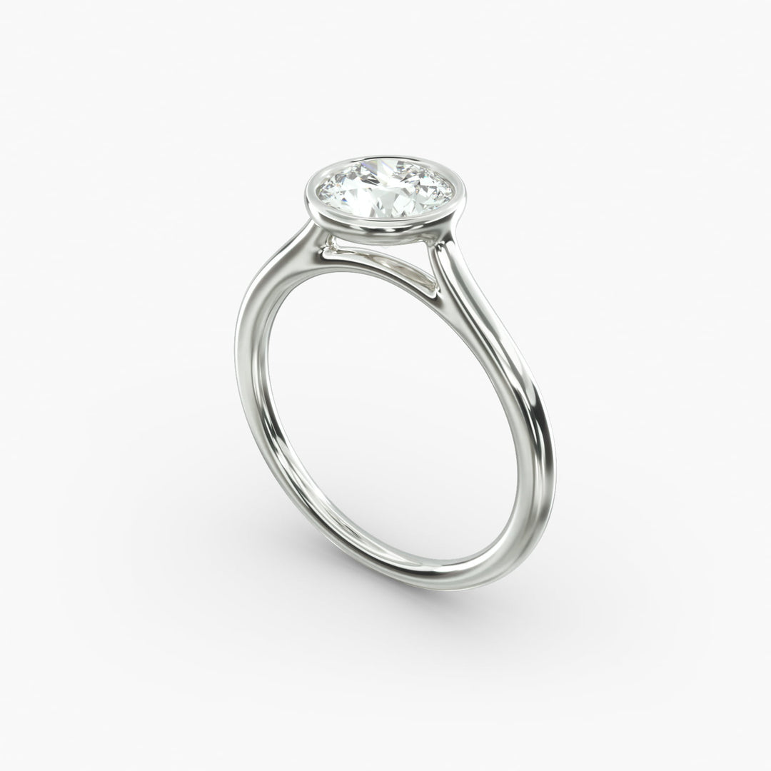 Round Lab-Grown Diamond Bezel-Set Engagement Ring | Modern Solitaire | IGI Certified | 10K/14K/18K Gold