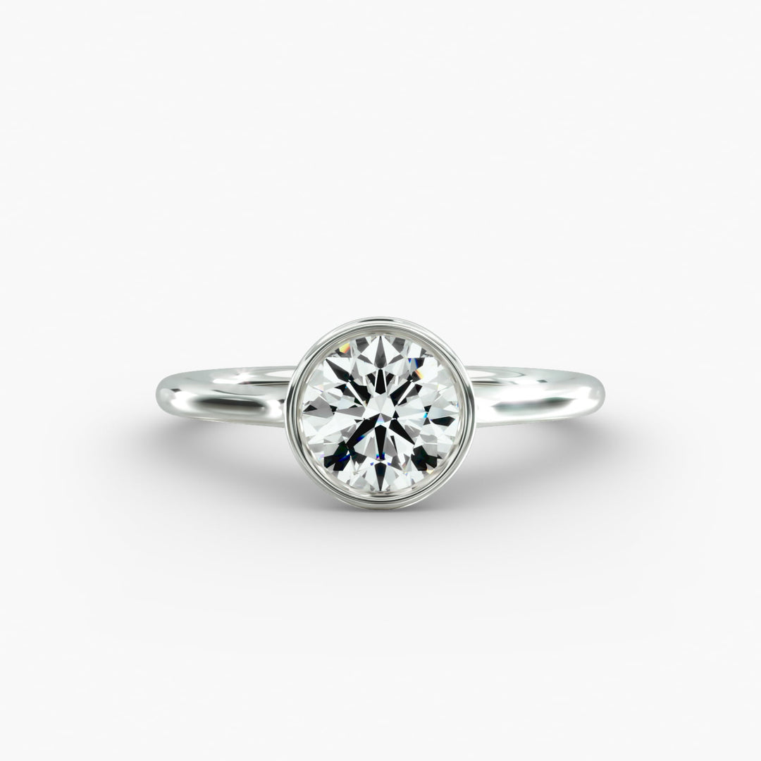 Round Lab-Grown Diamond Bezel-Set Engagement Ring | Modern Solitaire | IGI Certified | 10K/14K/18K Gold