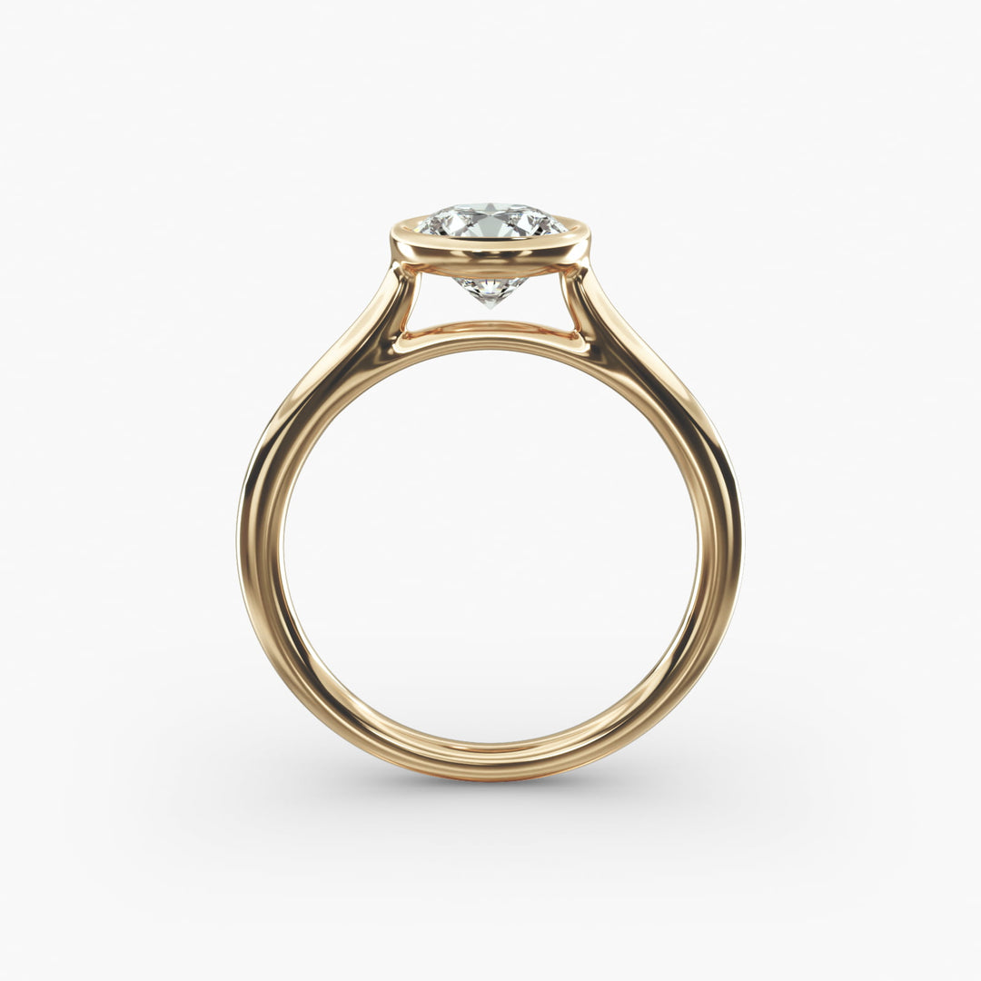Round Lab-Grown Diamond Bezel-Set Engagement Ring | Modern Solitaire | IGI Certified | 10K/14K/18K Gold