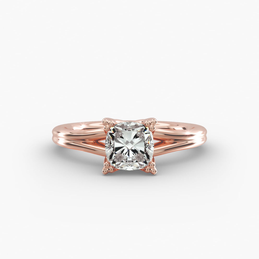 Cushion Lab-Grown Diamond Ring – Dual Band Style | IGI Certified | 10K/14K/18K Gold