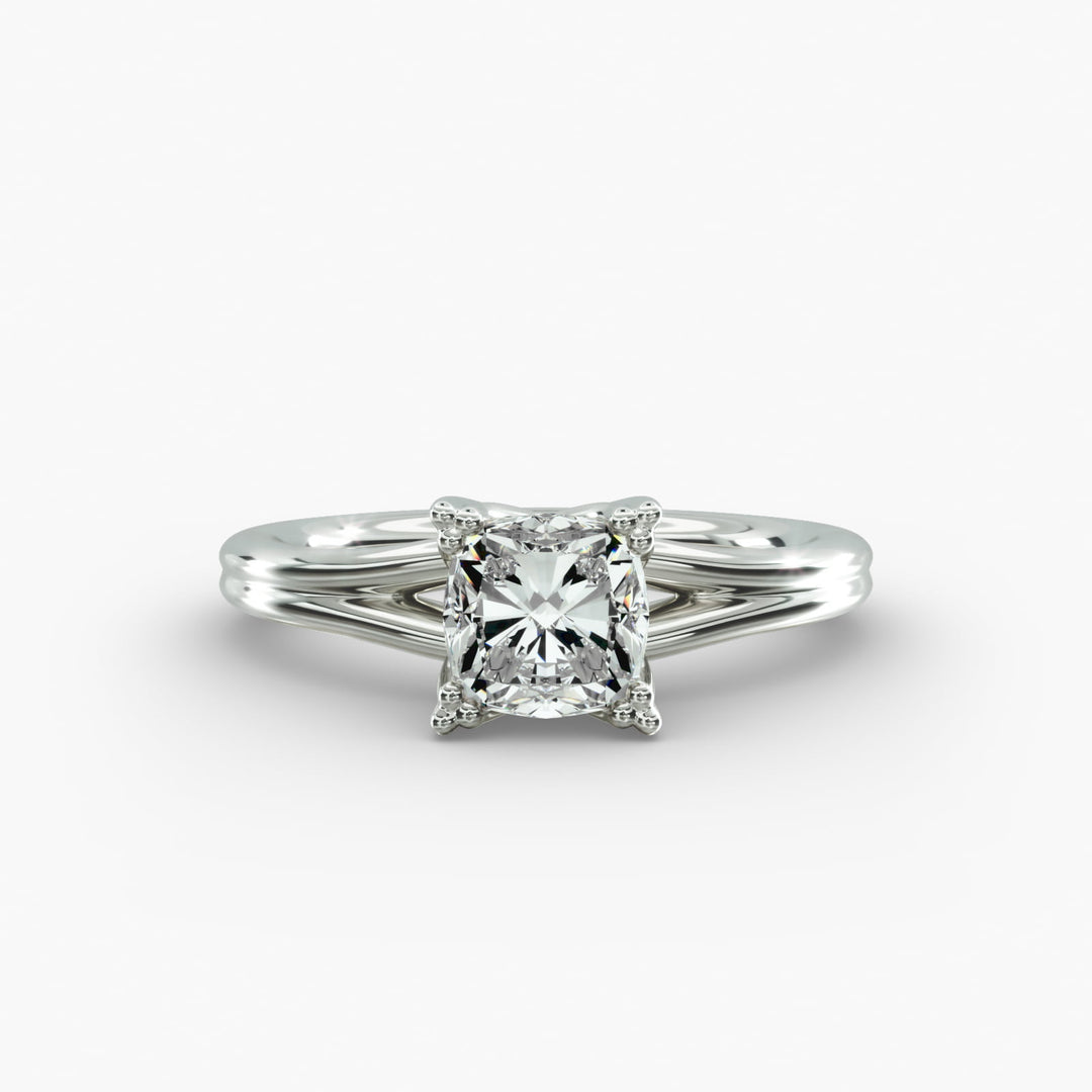Cushion Lab-Grown Diamond Ring – Dual Band Style | IGI Certified | 10K/14K/18K Gold