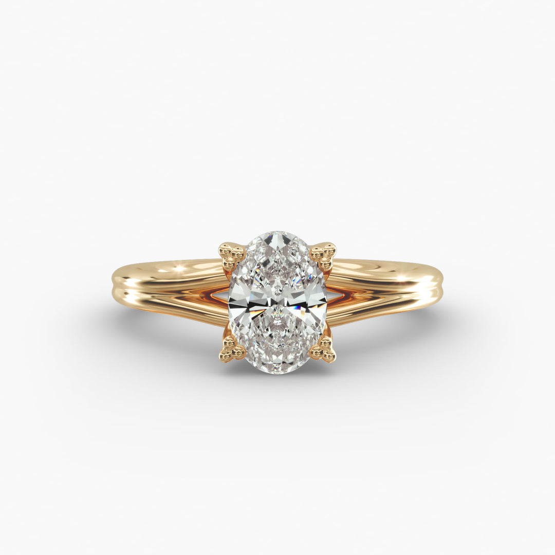 Oval Lab-Grown Diamond Double Band Ring – Designer Style | IGI Certified | 10K/14K/18K Gold