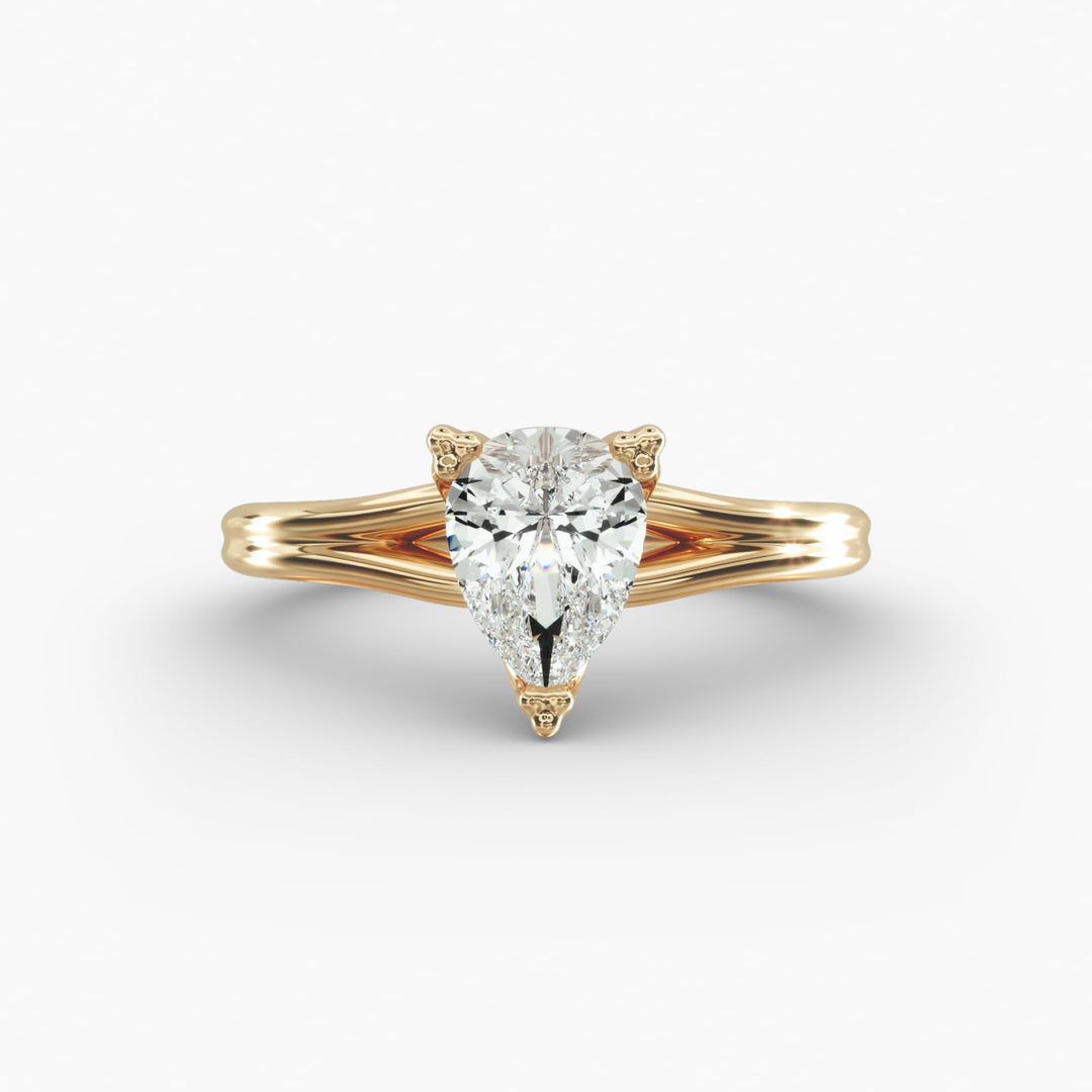 Pear Lab-Grown Diamond Double Band Ring – Designer Style | IGI Certified | 10K/14K/18K Gold