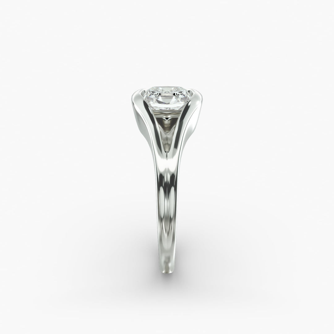 Cushion Lab-Grown Diamond Ring – V-Shaped Side Design | IGI Certified | 10K/14K/18K Gold