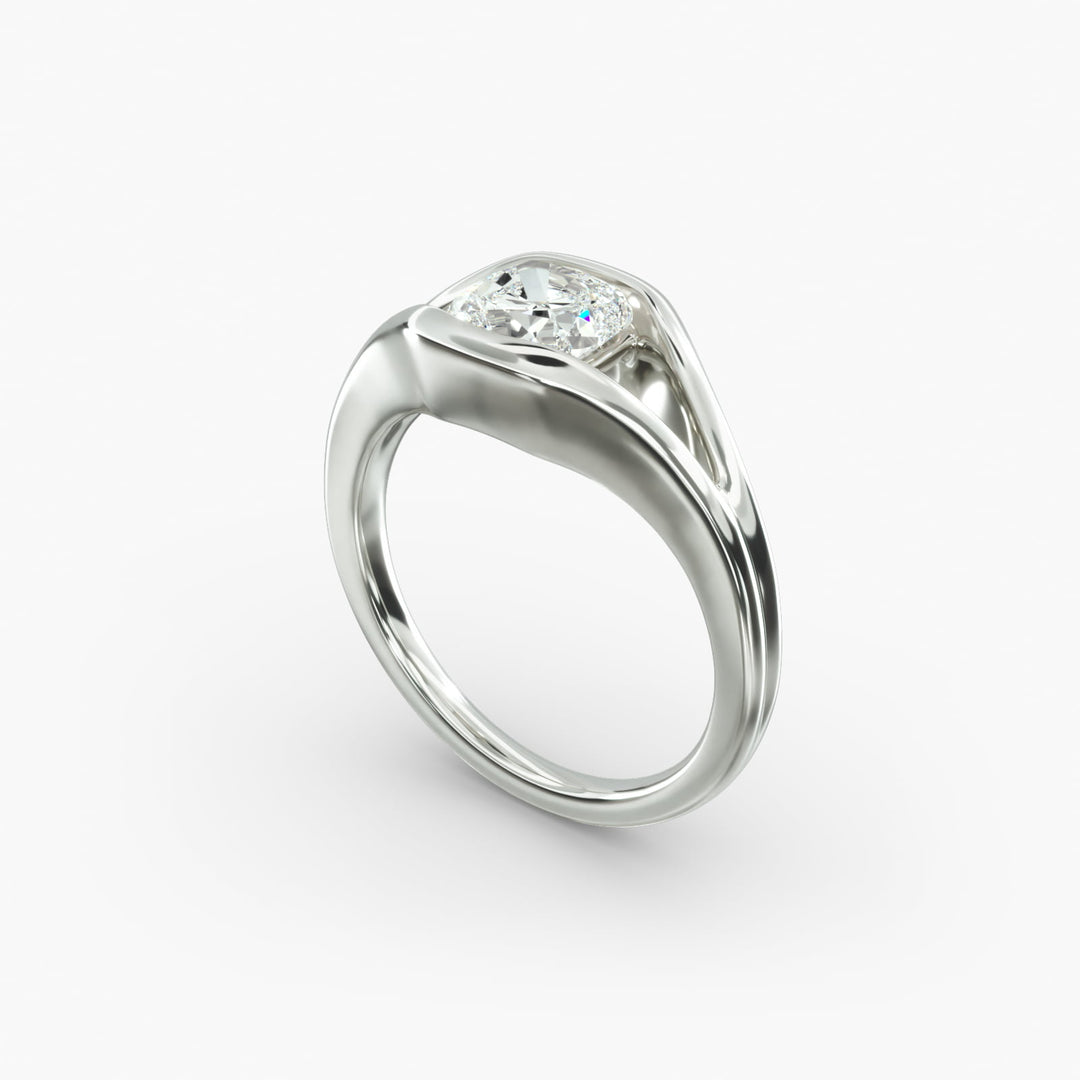 Cushion Lab-Grown Diamond Ring – V-Shaped Side Design | IGI Certified | 10K/14K/18K Gold