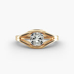 Load image into Gallery viewer, Cushion Lab-Grown Diamond Ring – V-Shaped Side Design | IGI Certified | 10K/14K/18K Gold