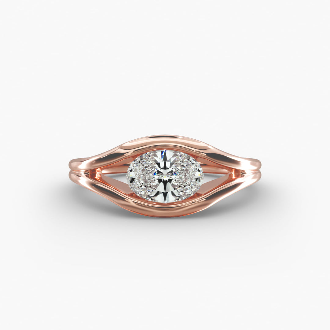 Oval Lab-Grown Diamond USA Style Ring – Unique Designer Look | IGI Certified | 10K/14K/18K Gold