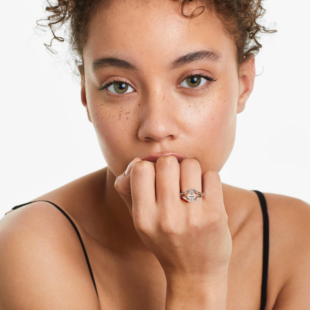 Pear Lab-Grown Diamond USA Style Ring – Unique Designer Look | IGI Certified | 10K/14K/18K Gold