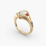 Load image into Gallery viewer, Pear Lab-Grown Diamond USA Style Ring – Unique Designer Look | IGI Certified | 10K/14K/18K Gold