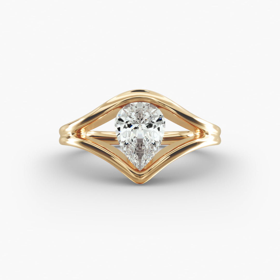 Pear Lab-Grown Diamond USA Style Ring – Unique Designer Look | IGI Certified | 10K/14K/18K Gold