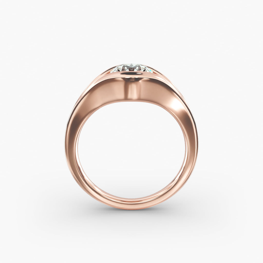 Round Lab-Grown Diamond Ring – V-Shaped Side Design | IGI Certified | 10K/14K/18K Gold