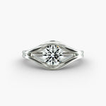 Load image into Gallery viewer, Round Lab-Grown Diamond Ring – V-Shaped Side Design | IGI Certified | 10K/14K/18K Gold