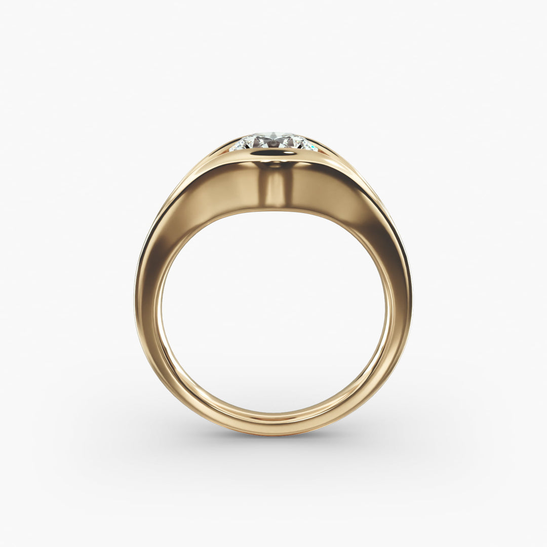Round Lab-Grown Diamond Ring – V-Shaped Side Design | IGI Certified | 10K/14K/18K Gold