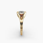 Load image into Gallery viewer, Round Lab-Grown Diamond Ring – V-Shaped Side Design | IGI Certified | 10K/14K/18K Gold