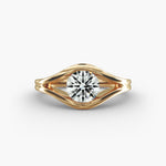 Load image into Gallery viewer, Round Lab-Grown Diamond Ring – V-Shaped Side Design | IGI Certified | 10K/14K/18K Gold