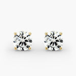 Load image into Gallery viewer, Round Diamond Four‑Prong Stud Earrings 0.50–10.00 CT in 10K/14K/18K White or Yellow Gold