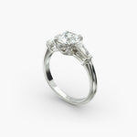 Load image into Gallery viewer, Three Stone Lab Grown Diamond Ring – 1.30 ct Round & Baguette | White Gold | IGI Certified
