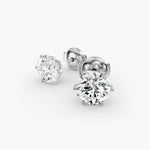 Load image into Gallery viewer, Round Diamond Six‑Prong Stud Earrings 0.50–10.00 Ctw in 10K/14K/18K White or Yellow Gold