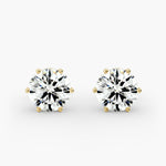 Load image into Gallery viewer, Round Diamond Six‑Prong Stud Earrings 0.50–10.00 Ctw in 10K/14K/18K White or Yellow Gold
