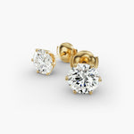 Load image into Gallery viewer, Round Diamond Six‑Prong Stud Earrings 0.50–10.00 Ctw in 10K/14K/18K White or Yellow Gold