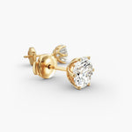 Load image into Gallery viewer, Round Diamond Six‑Prong Stud Earrings 0.50–10.00 Ctw in 10K/14K/18K White or Yellow Gold