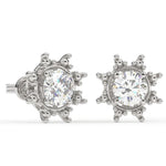 Load image into Gallery viewer, Large Round Lab Grown Diamond Flower Earrings with Milgrain 0.94 CTW in 10K 14K 18K White Yellow Rose Gold