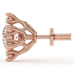 Load image into Gallery viewer, Large Round Lab Grown Diamond Flower Earrings with Milgrain 0.94 CTW in 10K 14K 18K White Yellow Rose Gold