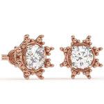 Load image into Gallery viewer, Large Round Lab Grown Diamond Flower Earrings with Milgrain 0.94 CTW in 10K 14K 18K White Yellow Rose Gold