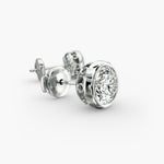 Load image into Gallery viewer, Round Diamond Bezel‑Set Stud Earrings 0.50–10.00 Ctw in 10K/14K/18K White or Yellow Gold