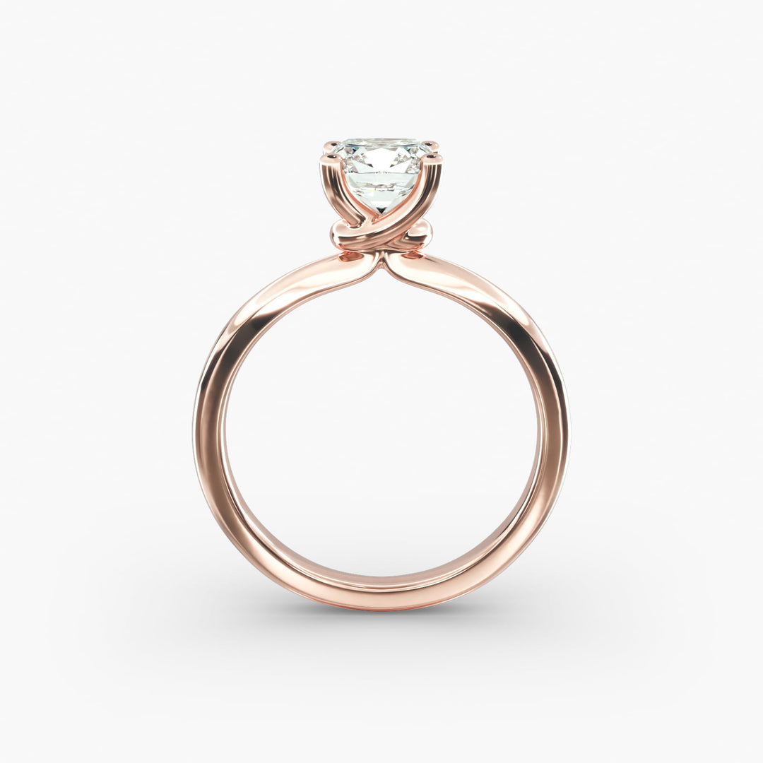 Cushion Lab-Grown Diamond Four-Prong with Twisted Mounting Engagement Ring | Modern Solitaire | IGI Certified | 10K/14K/18K Gold