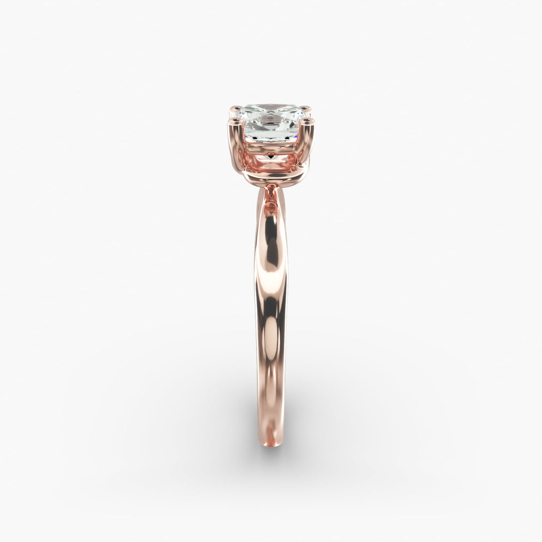 Cushion Lab-Grown Diamond Four-Prong with Twisted Mounting Engagement Ring | Modern Solitaire | IGI Certified | 10K/14K/18K Gold